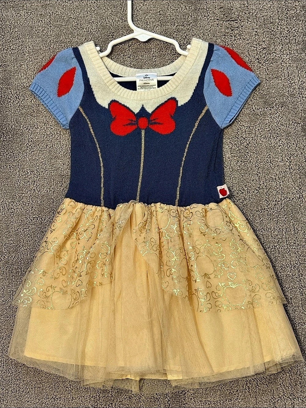 Disney Princess Snow White Knit Tulle Dress Girls 3T Blue & Yellow